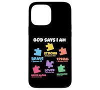 God Says I Am Christian Autistic Kid Puzzle Verses de la Bible Coque pour iPhone 13 Pro Max