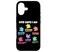 God Says I Am Christian Autistic Kid Puzzle Verses de la Bible Coque pour iPhone 17