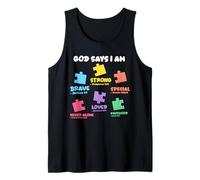 God Says I Am Christian Autistic Kid Puzzle Verses de la Bible Débardeur
