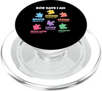 God Says I Am Christian Autistic Kid Puzzle Verses de la Bible PopSockets PopGrip pour MagSafe