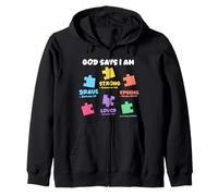 God Says I Am Christian Autistic Kid Puzzle Verses de la Bible Sweat à Capuche