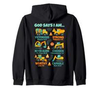 God Says I Am Christian Bible Verses Construction Truck Sweat à Capuche