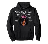 God Says I Am Christian Faith Black Woman Verse Bible Afro Sweat à Capuche