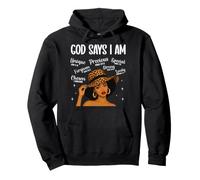 God Says I Am Christian Faith Black Woman Verse Bible Afro Sweat à Capuche
