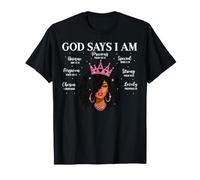 God Says I Am Christian Faith Black Woman Verse Bible Afro T-Shirt