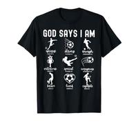 God Says I Am Christian Verse de la Bible Joueur de football religieux T-Shirt