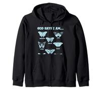 God Says I Am Christianity Believer Affirmations Papillons Sweat à Capuche