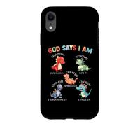 God Says I Am Dinosaur Bible Verses Coque pour iPhone XR