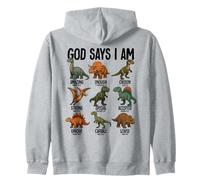 God Says I Am Dinosaurs Christianisme Jésus Bible Dino Sweat à Capuche
