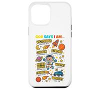 God Says I Am Outer Space Themed Bible Christian Kids Boys Coque pour iPhone 12 Pro Max