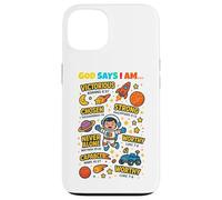 God Says I Am Outer Space Themed Bible Christian Kids Boys Coque pour iPhone 13