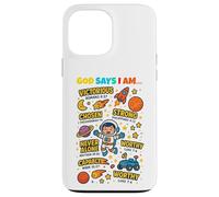 God Says I Am Outer Space Themed Bible Christian Kids Boys Coque pour iPhone 13 Pro Max