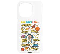 God Says I Am Outer Space Themed Bible Christian Kids Boys Coque pour iPhone 15 Pro