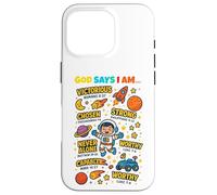 God Says I Am Outer Space Themed Bible Christian Kids Boys Coque pour iPhone 16 Pro