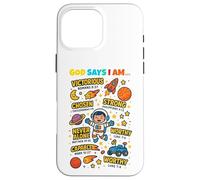 God Says I Am Outer Space Themed Bible Christian Kids Boys Coque pour iPhone 16 Pro Max