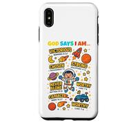 God Says I Am Outer Space Themed Bible Christian Kids Boys Coque pour iPhone XS Max