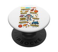 God Says I Am Outer Space Themed Bible Christian Kids Boys PopSockets PopGrip Adhésif