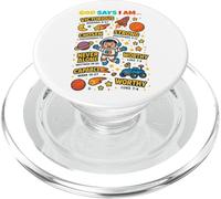 God Says I Am Outer Space Themed Bible Christian Kids Boys PopSockets PopGrip pour MagSafe