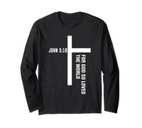 God So Loved The World John 3 16 Verse de la Bible Croix chrétienne Manche Longue
