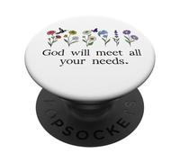 God Will Meet All Your Needs Philippians 4:19 4:9 Christian PopSockets PopGrip Adhésif