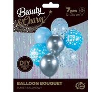 GODAN Ballon Bouquet Beauté & Charm Argent-Bleu Centenaire 7 pcs. 30 cm BB-SNS7