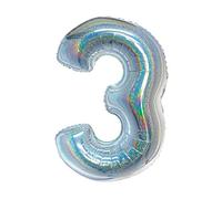 GoDan Ballon Film Beauty&Charm, Chiffre 3, Holographique Argent, 76 cm