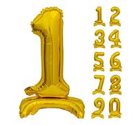 GoDan Beauty&Charm Ballons géants Chiffres 0-9 à poser sur la table 74 cm Ballon gonflable anniversaire Chambre Décoration de chambre d'anniversaire (numéro 1 doré)