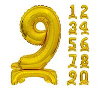 GoDan Beauty&Charm Ballons géants Chiffres 0-9 à poser sur la table 74 cm Ballon gonflable anniversaire Chambre et décoration de pièce pour anniversaire (numéro 9 doré)