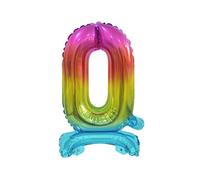 GoDan Beauty&Charm Ballons gonflables en forme de chiffres de 0 à 9 à poser sur la table 38 cm Ballon gonflable pour chambre et décoration de chambre d'anniversaire (nombre 0 arc-en-ciel)