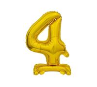GoDan Beauty&Charm Ballons gonflables en forme de chiffres de 0 à 9 à poser sur la table 38 cm Ballon gonflable pour chambre et décoration de pièce pour anniversaire de mariage (numéro 4 doré)