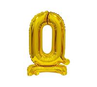 GoDan Beauty&Charm Ballons gonflables en forme de chiffres de 0 à 9 à poser sur la table 38 cm Ballon gonflable pour chambre et décoration de pièce pour anniversaire de mariage (numéro 0 doré)