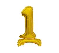 GoDan Beauty&Charm Ballons gonflables en forme de chiffres de 0 à 9 à poser sur la table 38 cm Ballon gonflable pour chambre et décoration de chambre pour anniversaire de mariage (numéro 1 doré)