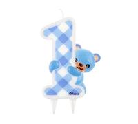 GoDan Bougie Jumbo Bleu Ours, 7.2 x 12 cm, Chiffre 1