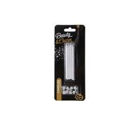 Godan | Bougies d'anniversaire - Argent - 10 cm - Décoration élégante pour le gâteau - 8 pièces