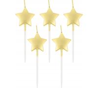 Godan | Bougies de gâteau - 6,5 cm - Or métallique - Forme d'étoile - Parfaites pour les fêtes et les anniversaires