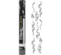 GODAN Canon à confettis avec serpentins argent 40 cm