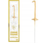 Godan | Décoration de gâteau Zimne Ognie - Chiffre 1 - Or - Sûr et Efficace - Parfait pour les fêtes