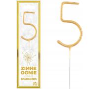 Godan | Décoration de gâteau Zimne Ognie - Chiffre 5 - Or - Efficace et sûr - Parfait pour les anniversaires
