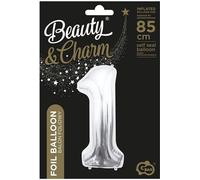 Godan XL ballon en plastique chiffre 1 argent 85 cm