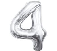 Godan XL ballon en plastique chiffre 4 argent 85 cm