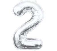 Godan XL ballon transparent chiffre 2 argent 85 cm