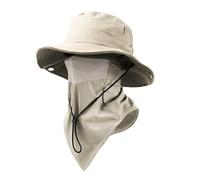 GodbTG Breathable Fisherman Hat with Detachable Face Mask, Sun Hats for Men UV Protection, Ventilated & Removable Mask Design (Khaki,Taille Unique)