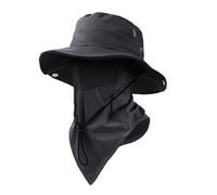 GodbTG Breathable Fisherman Hat with Detachable Face Mask, Sun Hats for Men UV Protection, Ventilated & Removable Mask Design (Black,Taille Unique)