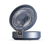 GodbTG Foldable Wall Mounted Fan with Night Light Remote Control - 3 Speed Adjustable Oscillating Silent Fan, Suitable for Bedroom, Living Room, Kitchen, Wall Mounted/Desktop Dual Purpose (Blue)