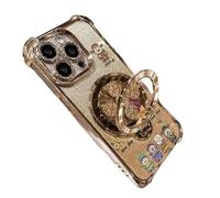 GodbTG God of Wealth Phone Case with Ring Stand for iPhone, Electroplated Finish, Shockproof Protective Case with 360° Rotating Kickstand (11 Pro Max,Gold)