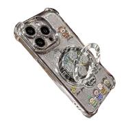 GodbTG God of Wealth Phone Case with Ring Stand for iPhone, Electroplated Finish, Shockproof Protective Case with 360° Rotating Kickstand (15 Plus,Silver)