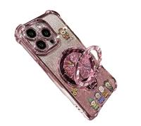 GodbTG God of Wealth Phone Case with Ring Stand for iPhone, Electroplated Finish, Shockproof Protective Case with 360° Rotating Kickstand (13 Pro Max,Pink)
