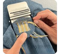 GodbTG Knit Patch Darning Loom Kit, Mini Weaving Tool for Mending Clothes, Socks & Jeans, Portable Wooden Loom Knitting Set for Beginners, DIY Repair & Patch Making Kit