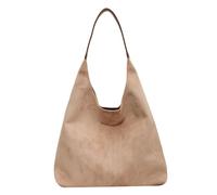 GodbTG Sac à Main en Daim Marron, Hobo en Cuir pour Femmes, Sac Rétro à Bandoulière, Bourse Décontractée (Beige)