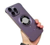 GodbTG Ultra-Thin Sleek Profile Phone Case for Iphone15/14/13/12, Frameless Magnetic Adsorption Bare Phone Sensation Case, Magnetic Charging Anti-Collision Matte Protective Case (Purple,14 promax)